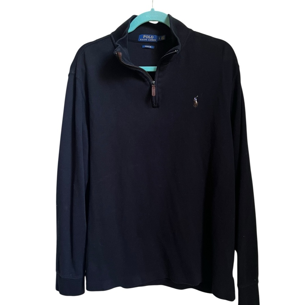 Polo Ralph Lauren Blue Label Zip Black Long Sleeve Sweater Men’s Size Large